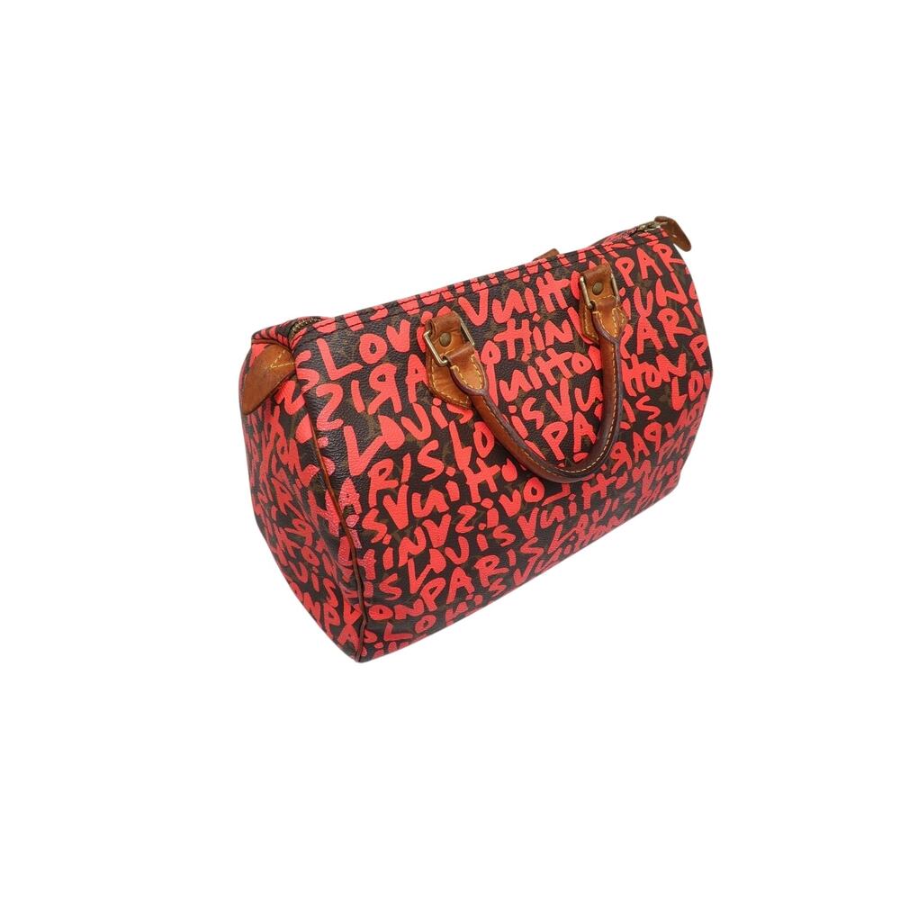 Louis Vuitton Speedy 30 Leather Pink Graffiti Monogram Handbag Black One Size - Picture 10 of 13